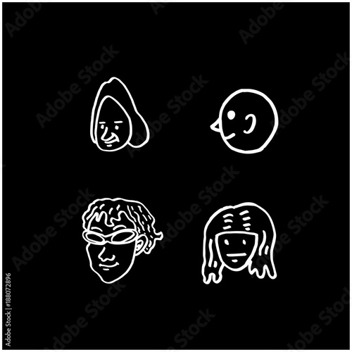 얼굴 일러스트 / 손으로 그린 이모티콘 세트