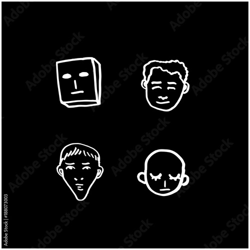 얼굴 일러스트 / 손으로 그린 이모티콘 세트