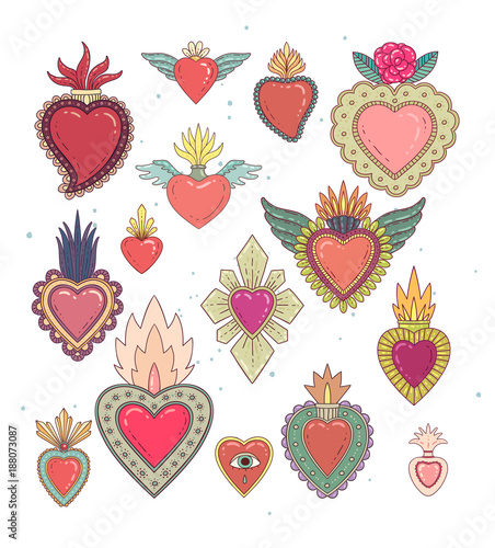 Sacred mexican heart color set