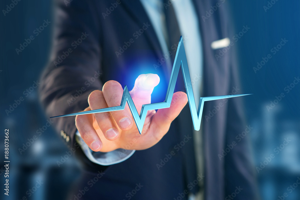 3d rendering heart beat line on a futuristic interface 3d rendering heart beat line on a futuristic interface