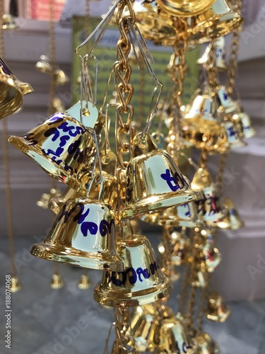 Golden little bells in temple