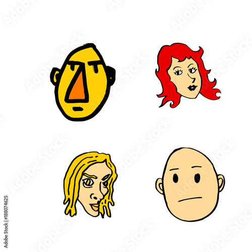 이모티콘 모음 / 손으로 그린 얼굴의 표정