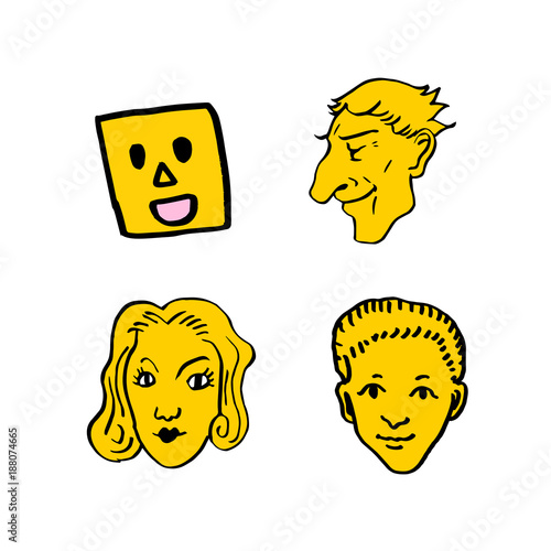 이모티콘 모음 / 손으로 그린 얼굴의 표정