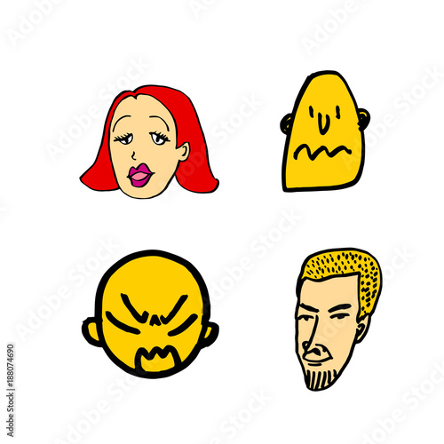 이모티콘 모음 / 손으로 그린 얼굴의 표정