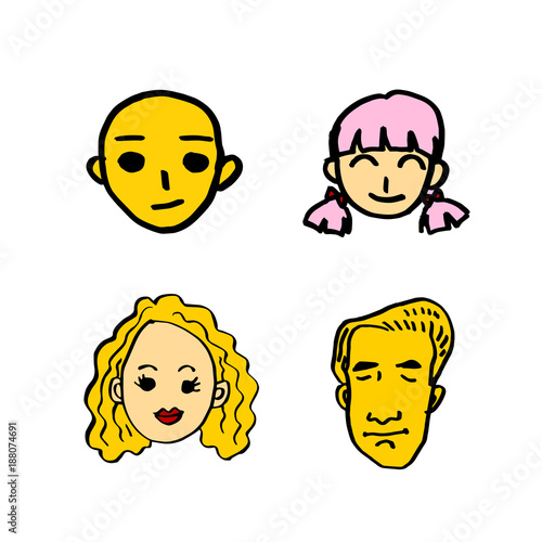 이모티콘 모음 / 손으로 그린 얼굴의 표정