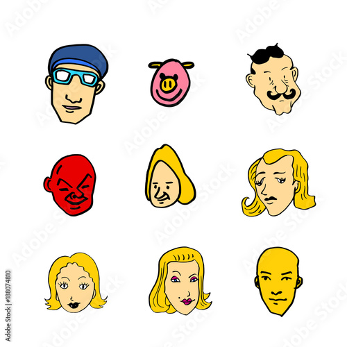 이모티콘 모음 / 손으로 그린 인물의 표정