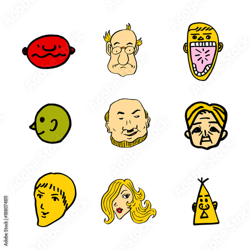 이모티콘 모음 / 손으로 그린 인물의 표정