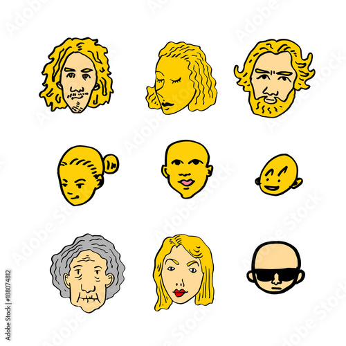 이모티콘 모음 / 손으로 그린 인물의 표정