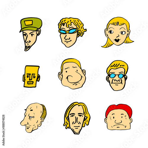 이모티콘 모음 / 손으로 그린 인물의 표정