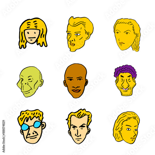 이모티콘 모음 / 손으로 그린 인물의 표정