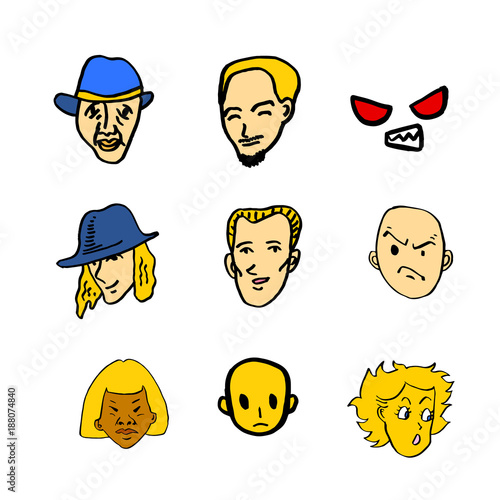 이모티콘 모음 / 손으로 그린 인물의 표정