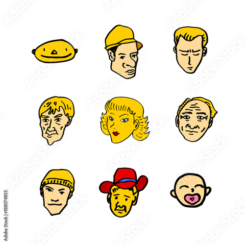 이모티콘 모음 / 손으로 그린 인물의 표정