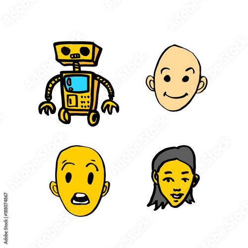 이모티콘 모음 / 손으로 그린 인물의 표정