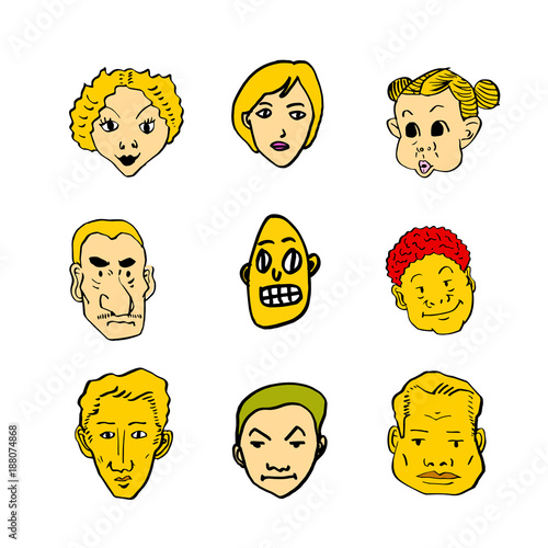 이모티콘 모음 / 손으로 그린 인물의 표정