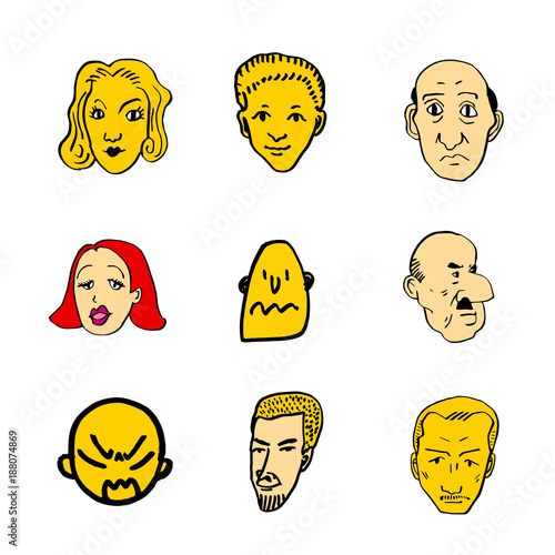 이모티콘 모음 / 손으로 그린 인물의 표정