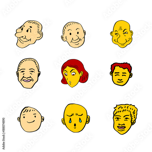 이모티콘 모음 / 손으로 그린 인물의 표정