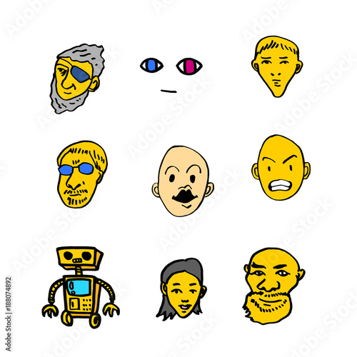 이모티콘 모음 / 손으로 그린 인물의 표정