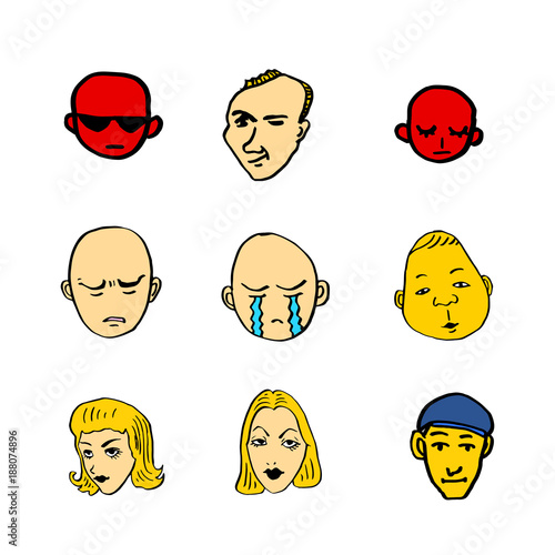 이모티콘 모음 / 손으로 그린 인물의 표정