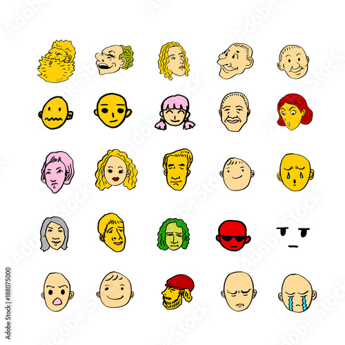 이모티콘 모음 / 손으로 그린 인물의 표정