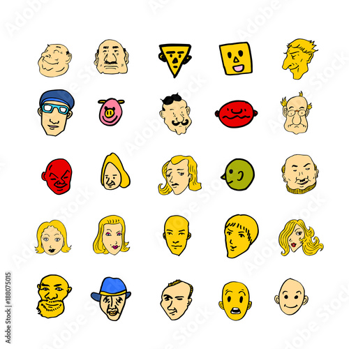 이모티콘 모음 / 손으로 그린 인물의 표정