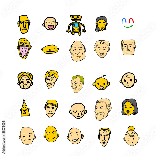 이모티콘 모음 / 손으로 그린 인물의 표정