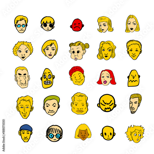 이모티콘 모음 / 손으로 그린 인물의 표정