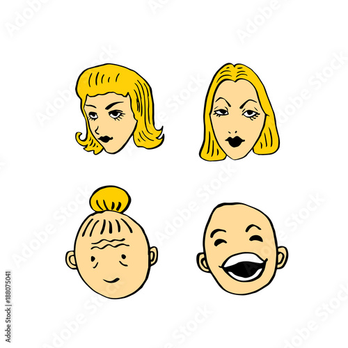 이모티콘 모음 / 손으로 그린 인물의 표정