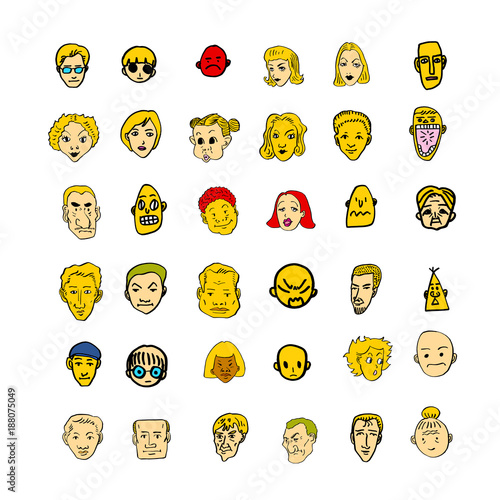 이모티콘 모음 / 손으로 그린 인물의 표정