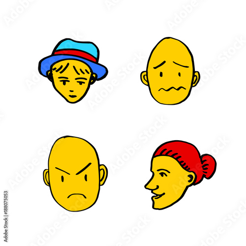 이모티콘 모음 / 손으로 그린 인물의 표정