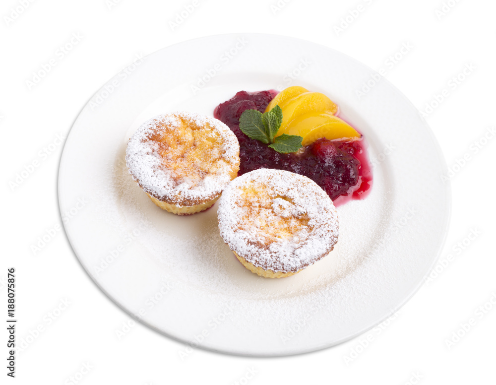 Cheese muffin with cranberry sauce. Cheese muffin with cranberry sauce.