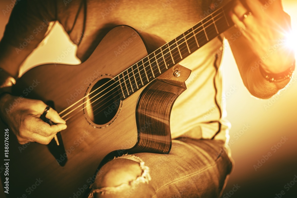 Naklejka premium Musician with Guitar