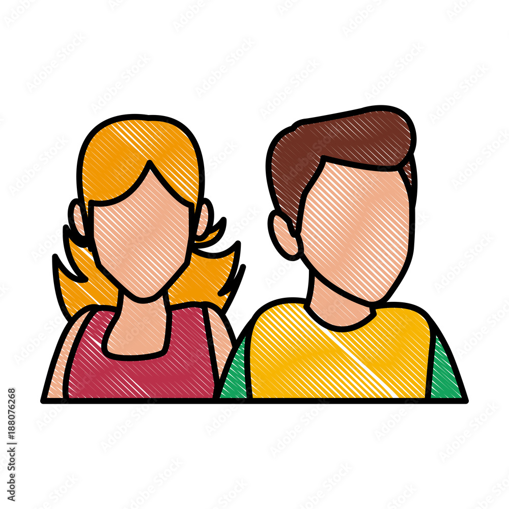 Couple of friends cartoon icon vector illustration graphic design Couple of friends cartoon icon vector illustration graphic design