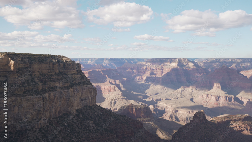 view from South Rim of Grand Canyon in sunny autumn day