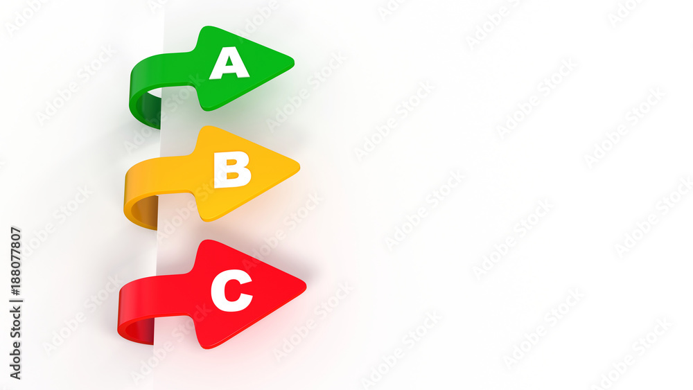 3d three arrows pointing abc over/backwards shape red green yellow 3d three arrows pointing abc over/backwards shape red green yellow