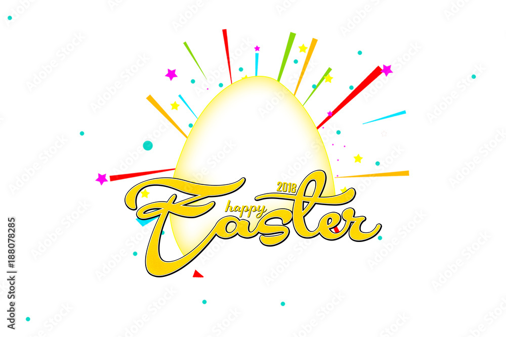 Fototapeta premium Happy Easter with stars, white background with colorful star.