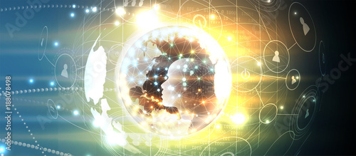 Artificial intelligence. Technology web background. Virtual concept