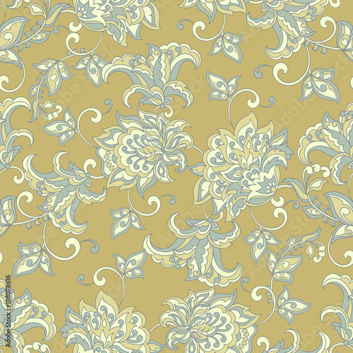 vintage pattern in indian batik style. floral vector background