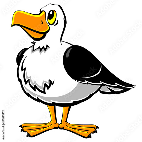 Albatross, a large seagull. Cartoon character.