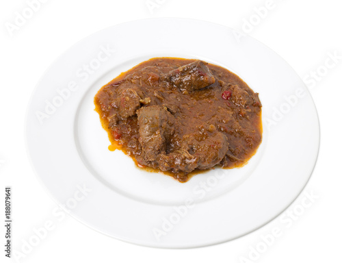 Roasted meat with gravy.