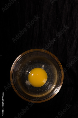 Raw egg in a glassware