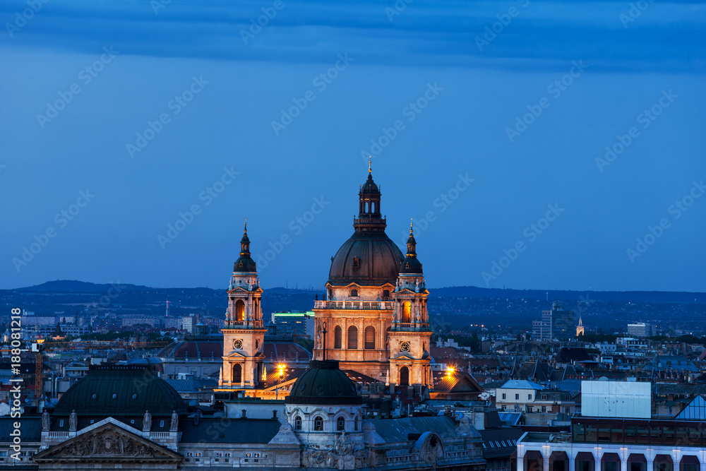 St Stephen Basilica in Budapest City at Dusk