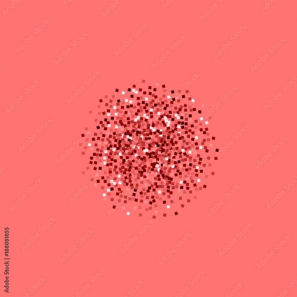 Red gold glitter. Small sphere with red gold glitter on pink background. Fascinating Vector illustration.