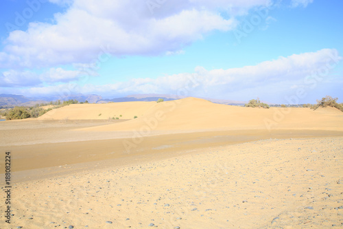 Scenic sand dunes in Maspalomas on Gran Canaria Island, Canary Islands, Spain
