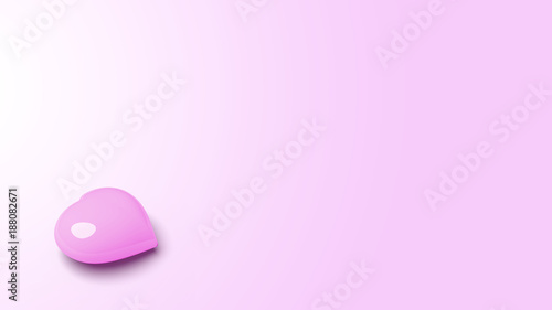 One heart on pastel backkground.Only one love.Valentine concept.3d rendering.