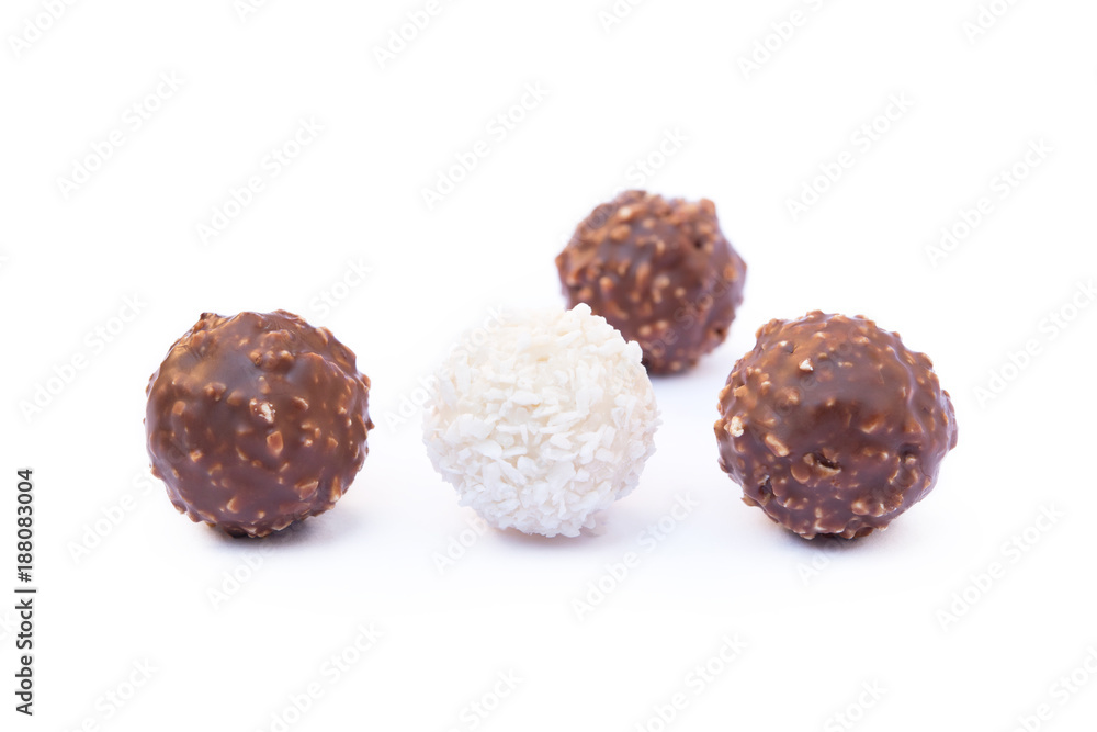 Chocolate ball confection candy isolated on white background