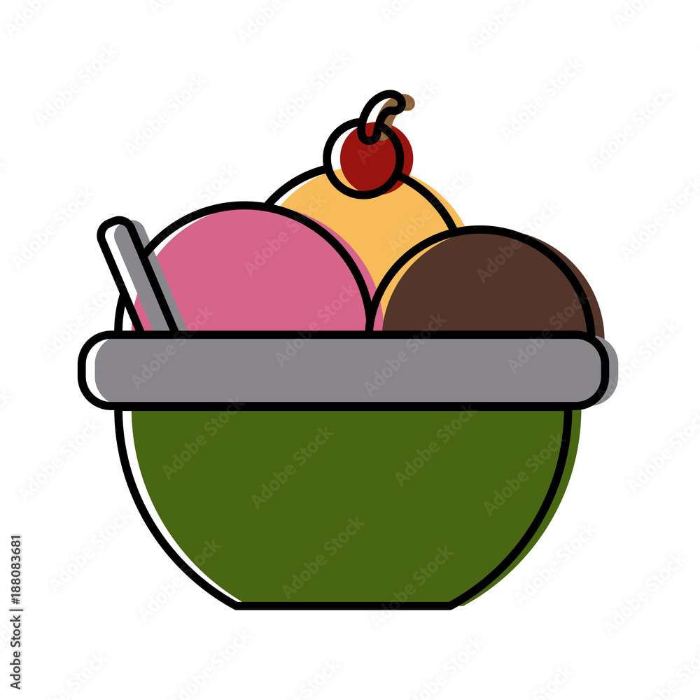 Ice cream bowl icon vector illustration graphic design Ice cream bowl icon vector illustration graphic design