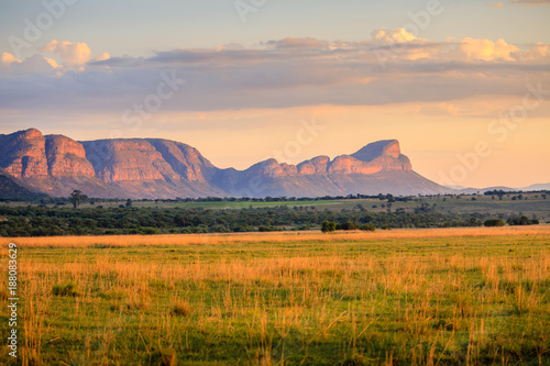 Sunrise over the waterberg mountains, South Africa photo