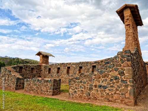 Peru, Raqchi Temple landscape. Old inca buildings.