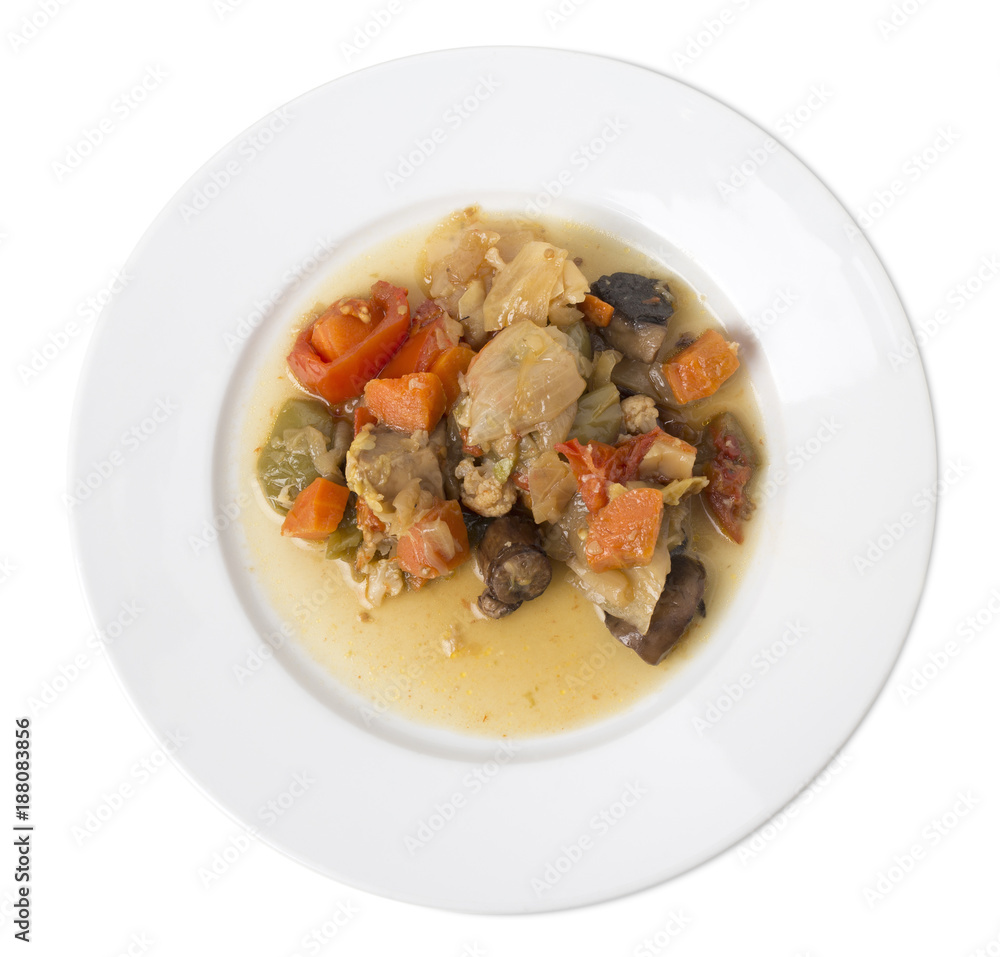 Delicious roasted vegetables with meat. Delicious roasted vegetables with meat.