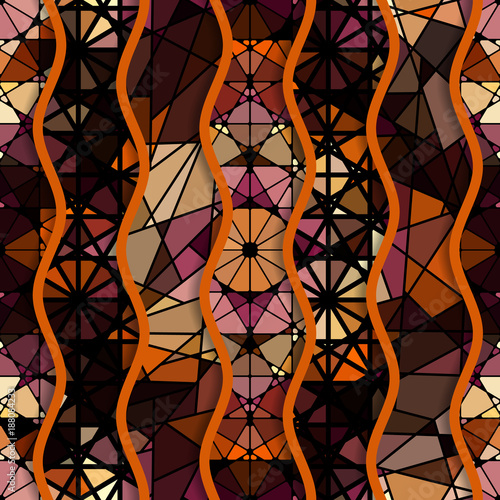 Seamless arabic geometric pattern in patchwork style. Vector traditional muslim background.